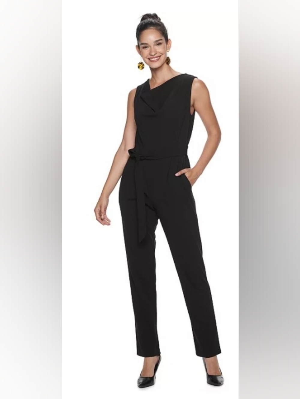 Womans XL Cowlneck Sleevless Black Jumpsuit Apt.9